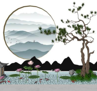 禅意水景su模型下载_sketchup草图大师SKP模型