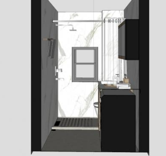 瓷砖墙卫浴SU模型下载_sketchup草图大师SKP模型