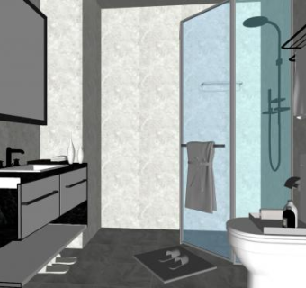 现代整体卫浴家装SU模型下载_sketchup草图大师SKP模型