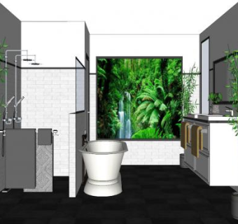 现代卫生间浴室设计SU模型下载_sketchup草图大师SKP模型