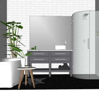 现代砖墙浴室家具SU模型下载_sketchup草图大师SKP模型