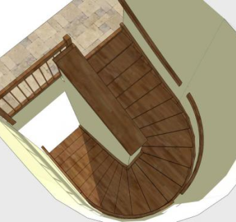 u型楼梯su模型下载_sketchup草图大师SKP模型