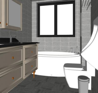 美式家具整体卫浴SU模型下载_sketchup草图大师SKP模型