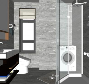 灰色风格卫浴SU模型下载_sketchup草图大师SKP模型