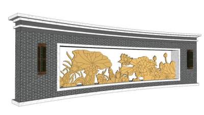 新中式新亚洲禅意景墙su模型下载_sketchup草图大师SKP模型