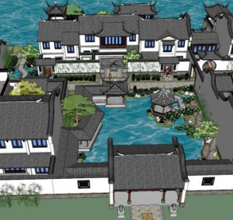 古建筑园林su模型下载_sketchup草图大师SKP模型