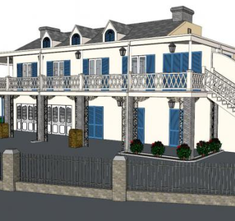 徽派餐厅建筑su模型下载_sketchup草图大师SKP模型