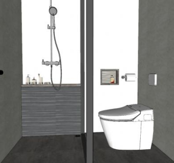 现代简约淋浴浴室SU模型下载_sketchup草图大师SKP模型