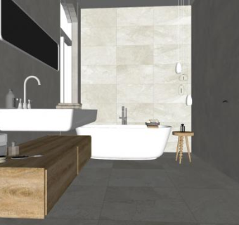 现代家装简约浴室SU模型下载_sketchup草图大师SKP模型