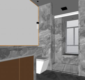 简约轻奢卫浴SU模型下载_sketchup草图大师SKP模型