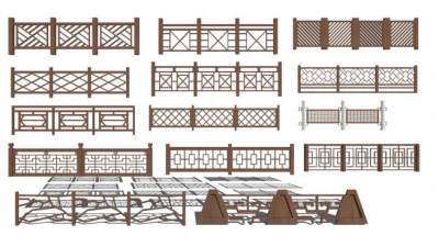 新中式栏杆su模型下载_sketchup草图大师SKP模型