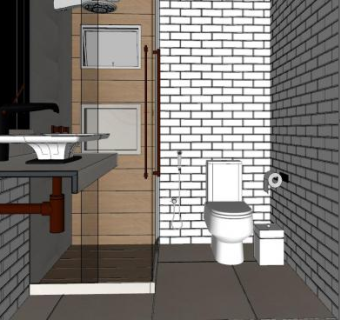 简约风格墙砖卫浴SU模型下载_sketchup草图大师SKP模型
