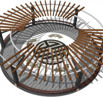 圆形廊架su模型下载_sketchup草图大师SKP模型