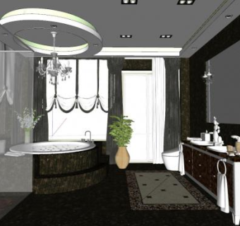 欧式奢华浴室SU模型下载_sketchup草图大师SKP模型