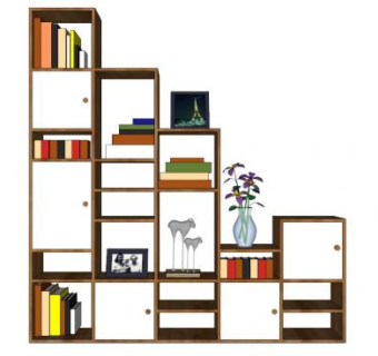 竖形书架su模型下载_sketchup草图大师SKP模型