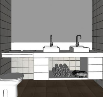 简约浴室室内设计SU模型下载_sketchup草图大师SKP模型