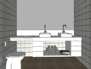 简约浴室室内设计SU模型下载_sketchup草图大师SKP模型