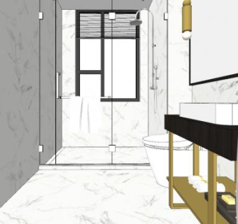 大理石轻奢卫浴SU模型下载_sketchup草图大师SKP模型