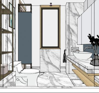 现代轻奢浴室家装sketchup模型下载_sketchup草图大师SKP模型