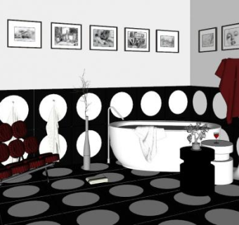 简欧墙饰卫浴设计SU模型下载_sketchup草图大师SKP模型