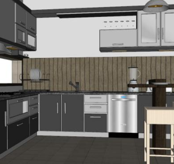 室内厨房su模型下载_sketchup草图大师SKP模型