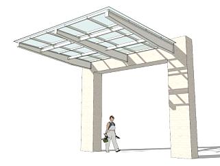 室外<em>玻璃雨棚</em>su模型下载_sketchup草图大师SKP模型