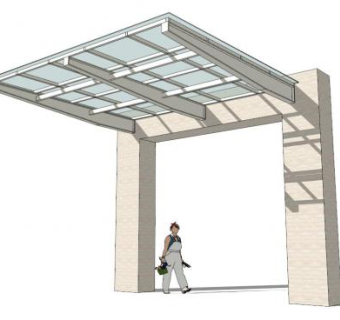 室外玻璃雨棚su模型下载_sketchup草图大师SKP模型