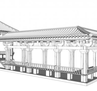 中式亭廊su模型下载_sketchup草图大师SKP模型
