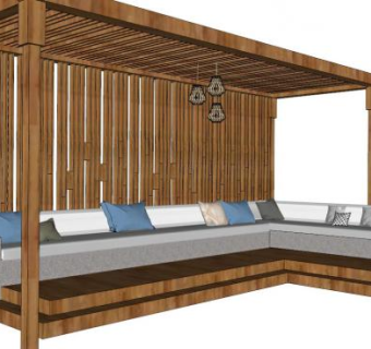 廊架休息沙发su模型下载_sketchup草图大师SKP模型