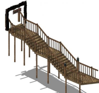 九曲桥木栈道设计SU模型下载_sketchup草图大师SKP模型