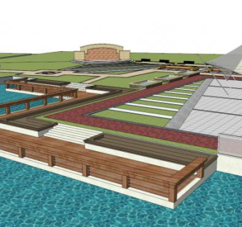 滨水二层平台SU模型下载_sketchup草图大师SKP模型