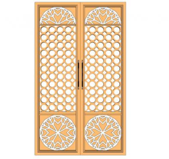 中式雕花门su模型下载_sketchup草图大师SKP模型