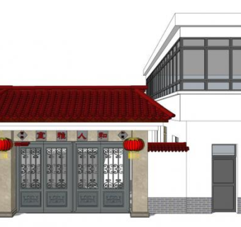 农村别墅院门su模型下载_sketchup草图大师SKP模型