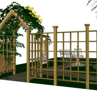 竹子门su模型下载_sketchup草图大师SKP模型