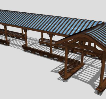 景观廊道su模型下载_sketchup草图大师SKP模型