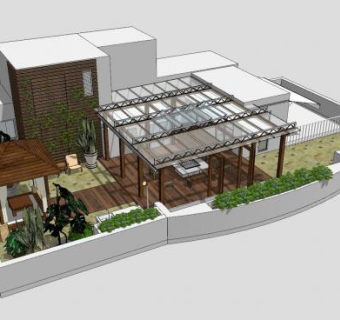 日式阳台花园SU模型下载_sketchup草图大师SKP模型