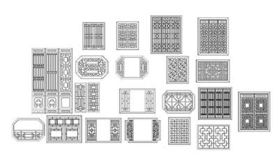 中国古建筑窗户su模型下载_sketchup草图大师SKP模型