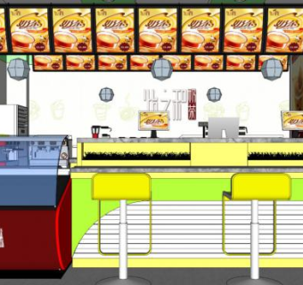 商场楼梯下奶茶店su模型下载_sketchup草图大师SKP模型