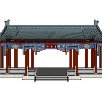 满族大门su模型下载_sketchup草图大师SKP模型