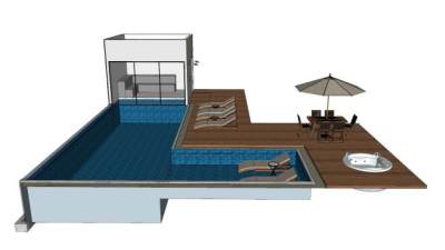 现代露天游泳池SU模型下载_sketchup草图大师SKP模型