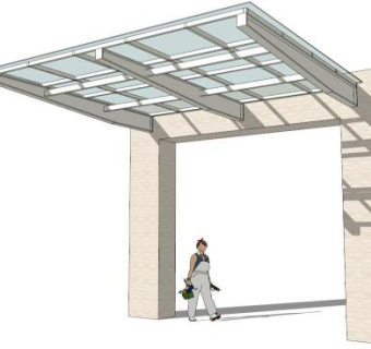 轻钢玻璃雨棚su模型下载_sketchup草图大师SKP模型