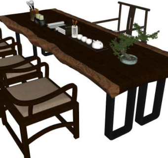 室内复古桌子su模型下载_sketchup草图大师SKP模型