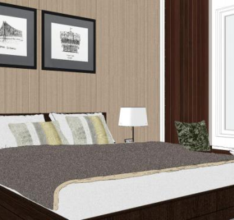 现代设计卧室SU模型下载_sketchup草图大师SKP模型