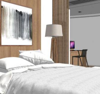 现代简约卧室家具SU模型下载_sketchup草图大师SKP模型