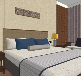 中式整体卧室SU模型下载_sketchup草图大师SKP模型