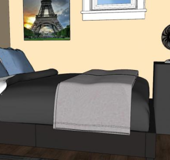 复古风格卧室家装SU模型下载_sketchup草图大师SKP模型