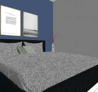 现代家装简约卧室SU模型下载_sketchup草图大师SKP模型