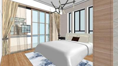 北欧软装卧室SU模型下载_sketchup草图大师SKP模型