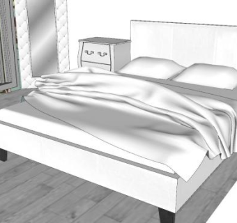 欧式落地窗卧室SU模型下载_sketchup草图大师SKP模型