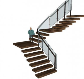 欧式三跑楼梯su模型下载_sketchup草图大师SKP模型